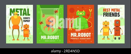 Robots posters set Stock Vector