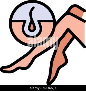 Epilation. Shugaring. Leg hair removal. Laser body skin salon woman beauty and depilation. Pixel Perfect Vector Thin Line Icon. Simple Color Pictogram Stock Vector