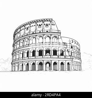 Colosseum. Colosseum hand-drawn comic illustration. Vector doodle style cartoon illustration Stock Vector