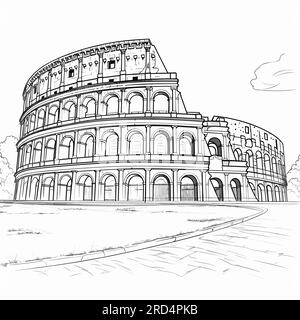 Colosseum. Colosseum hand-drawn comic illustration. Vector doodle style cartoon illustration Stock Vector