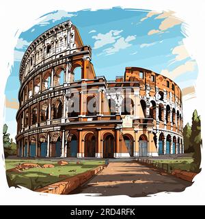 Colosseum. Colosseum hand-drawn comic illustration. Vector doodle style cartoon illustration Stock Vector