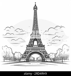 Eiffel tower. Eiffel tower hand-drawn comic illustration. Vector doodle style cartoon illustration Stock Vector