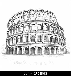 Colosseum. Colosseum hand-drawn comic illustration. Vector doodle style cartoon illustration Stock Vector