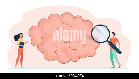 Two tiny characters examining big cloud Stock Vector