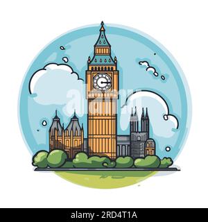 Big Ben. Big Ben hand-drawn comic illustration. Vector doodle style cartoon illustration Stock Vector