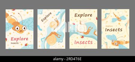 Exploring Insects Poster Modern insects posters vector set Stock Vector Image & Art - Alamy