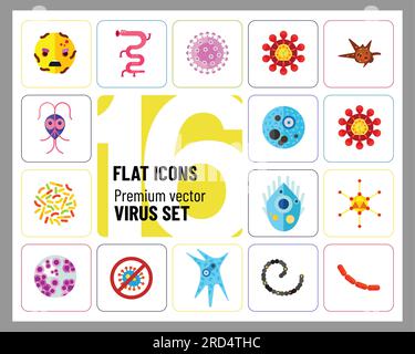 Virus Icons Set Stock Vector