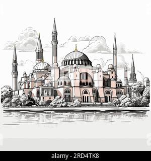 Hagia Sophia. Hagia Sophia hand-drawn comic illustration. Vector doodle style cartoon illustration Stock Vector