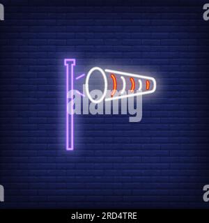 Inflated windsock neon sign Stock Vector