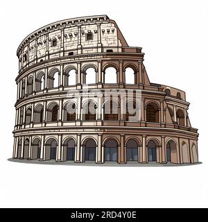 Colosseum. Colosseum hand-drawn comic illustration. Vector doodle style cartoon illustration Stock Vector