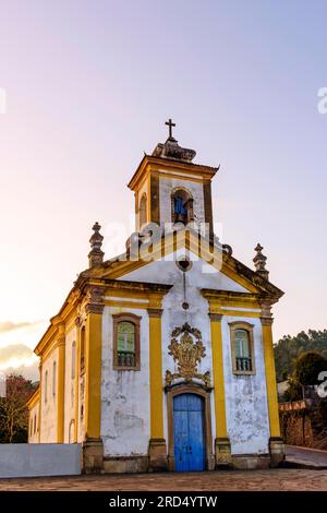 Facade of an 18th century baroque church in the city of Ouro Preto in Minas Gerais Stock Photo