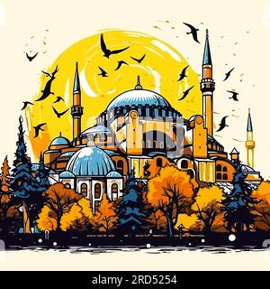 Hagia Sophia. Hagia Sophia hand-drawn comic illustration. Vector doodle style cartoon illustration Stock Vector