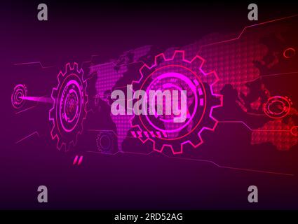 Abstract background world engineering science perspective map internet online connection futuristic glowing vector illustration Stock Vector