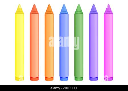 Wax crayons set in cartoon style isolated on white background ...