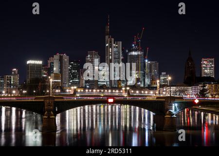 30 hrs and 21:30 hrs, only in greatly reduced form., Floesserbruecke, Frankfurt am Main, Hesse, Germany, On the occasion of Earth Hour 2023, the Stock Photo