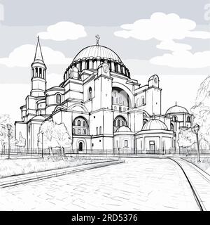 Hagia Sophia. Hagia Sophia hand-drawn comic illustration. Vector doodle style cartoon illustration Stock Vector