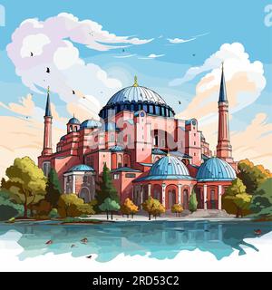 Hagia Sophia. Hagia Sophia hand-drawn comic illustration. Vector doodle style cartoon illustration Stock Vector