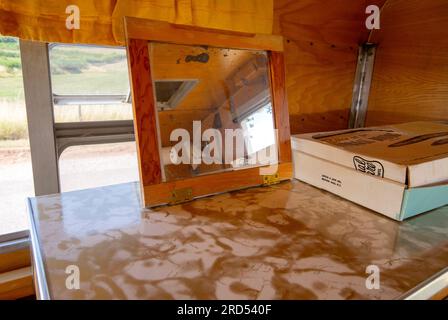 1965 'Alaskan' pop up camper fitted to a 1958 Chevy truck Stock Photo