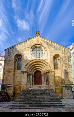 Igreja de Santiago, São Tiago Church, Romanesque style National Monument, Praça do Comércio, Coimbra, Portugal Stock Photo