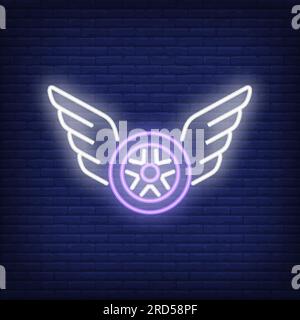 Neon icon of flying wheel Stock Vector