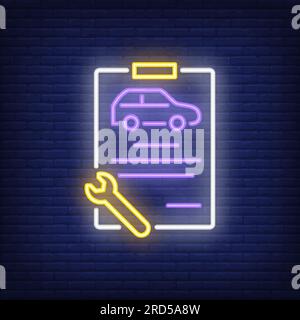 Car service list neon icon Stock Vector
