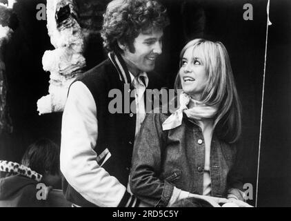 Timothy Bottoms, Susan George, on-set of the Film, 'A Small Town In Texas', American International Pictures, 1976 Stock Photo