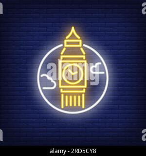 Big Ben neon sign Stock Vector