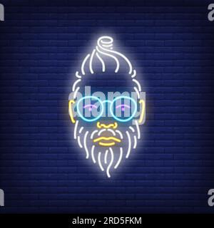 Hipster man face neon sign Stock Vector