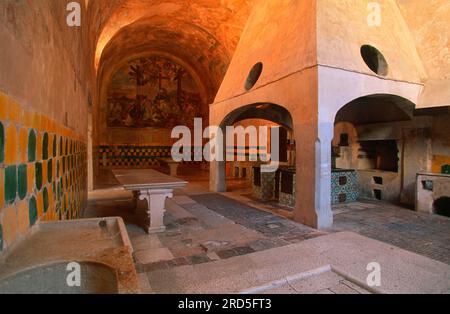 Kitchen in Certosa di San Lorenzo Monastery, Padula, Campania, Italy Stock Photo