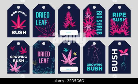 Promotional tag designs with marijuana plant Stock Vector