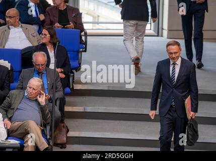 Dr. Alexander Gauland (AfD), right: Christian Lindner Minister of Finance of the Federal Republic of Germany (FDP), Germany, Berlin, 06.07.2023 Stock Photo