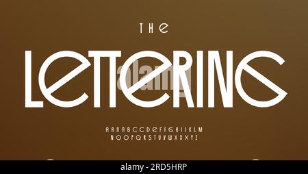 Minimalistic luxury alphabet, modern bold and sleek sans serif letters, iInspired ancient runes and bauhaus architecture font for elegance logo and Stock Vector