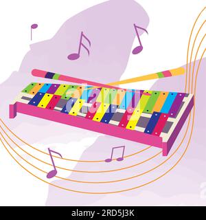 Isolated colored xylophone musical instrument Vector Stock Vector