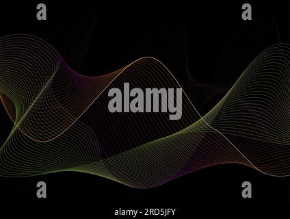 Abstract colored luminous waves on a dark background. Layout of the cover, poster, banner, poster. A template for interior design, creative design and Stock Vector