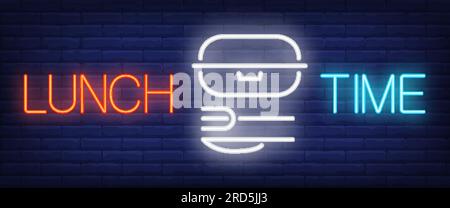 Lunch Time sign in neon style Stock Vector