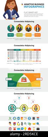 Finance and banking charts set for presentation slide templates Stock Vector