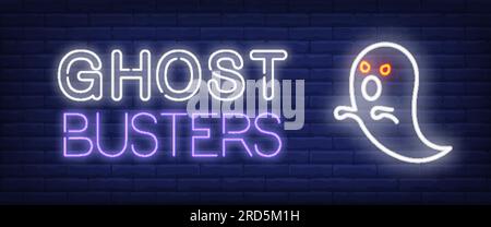 Ghost busters neon style banner Stock Vector