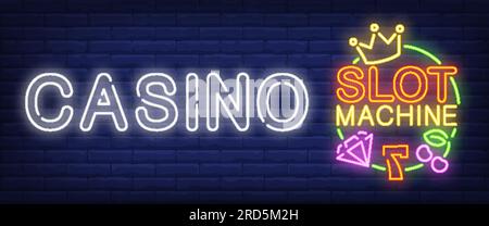 Casino slot machine neon sign Stock Vector