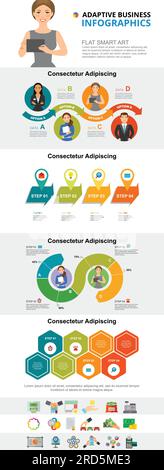 Planning and management concept infographic charts set Stock Vector