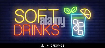 Soft drinks neon sign Stock Vector