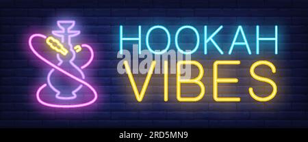 Hookah vibes neon sign Stock Vector