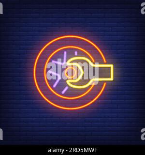 Neon icon of tire shop Stock Vector