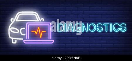 Diagnostics sign in neon style Stock Vector