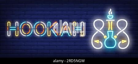 Hookah neon sign Stock Vector