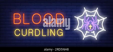 Blood curdling neon style banner Stock Vector