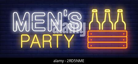 Mens party neon sign Stock Vector