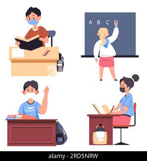 Lessons and education process during coronavirus Stock Vector