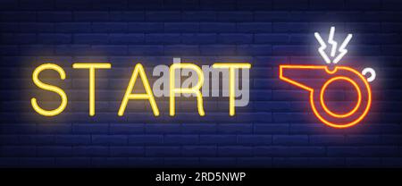 Start neon sign Stock Vector