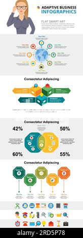 Planning and marketing infographic charts set Stock Vector