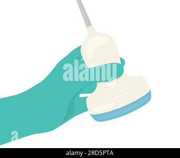 doctor hand holding ultrasound probe -vector illustration Stock Vector